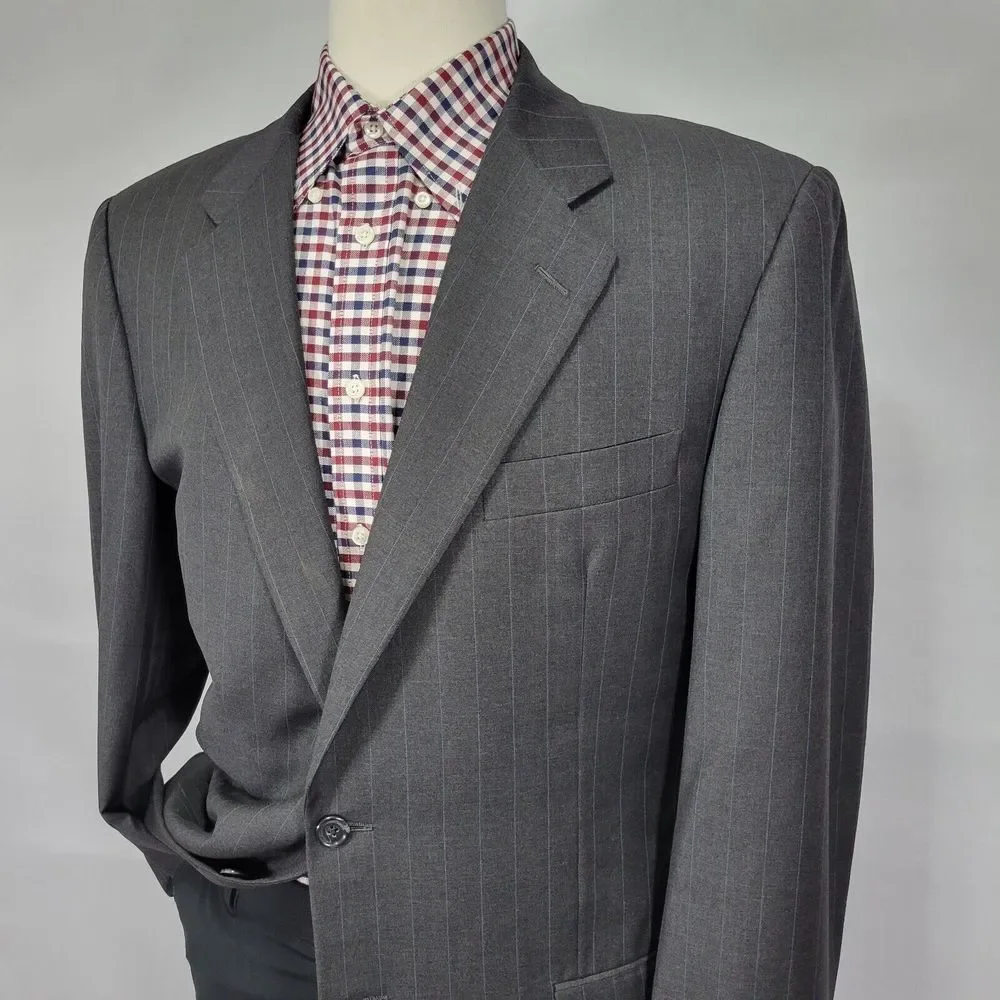 Hickey Freeman Men's Sport Coat Blazer Two Button CH BLK Striped Loro‎ Piana 42L